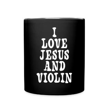 Ich liebe Jesus und Violinen - Tasse einfarbig - Schwarz - Vorne