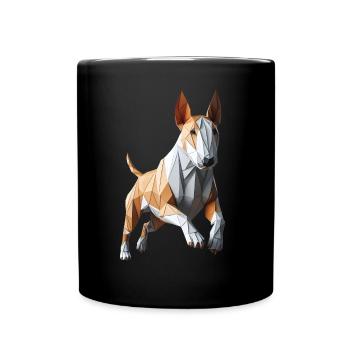 bull terrier qui court origami géométrique 3d - Mug uni - noir - Devant