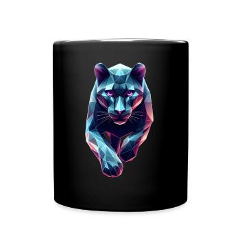Blue Panther Geometric Origami 3D - Full Colour Mug - black - Front