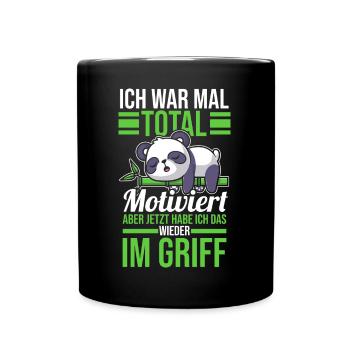 I used to be totally motivated Panda - Full Colour Mug - black - Front