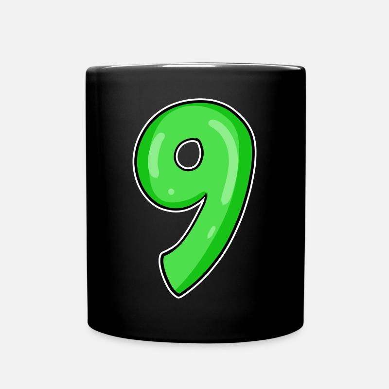 Number 9 - Nine - 9 Motif - Full Colour Mug - black