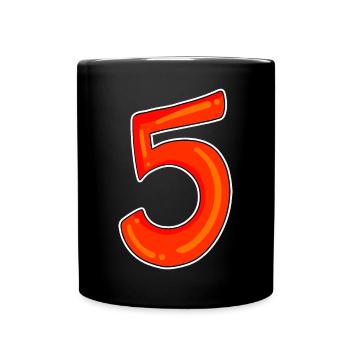 Five Number Number Symbol 5 - Full Colour Mug - black - Front