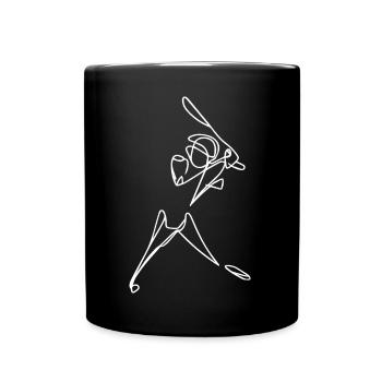 Cricketer Drawing - Full Colour Mug - black - Front