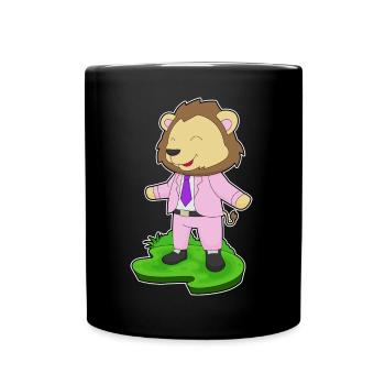 Lion marié cravate mariage - Mug uni - noir - Devant