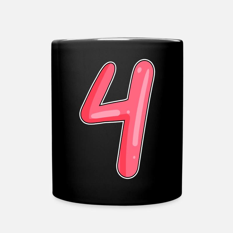 4 - Four Number Number - Full Colour Mug - black