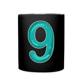 Number 9 - Nine - 9 Motif - Full Colour Mug - black - Front