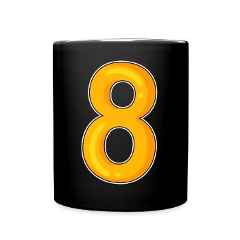 Number 8 Number Yellow Motif - Full Colour Mug - black - Front