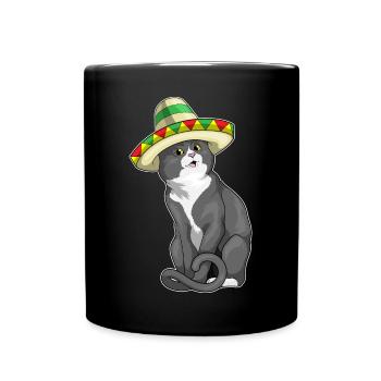 Cat Sombrero - Full Colour Mug - black - Front
