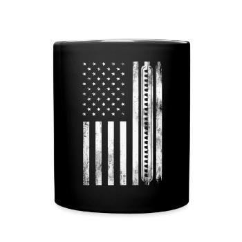 Harmonica Playing Gift - Full Colour Mug - black - Front