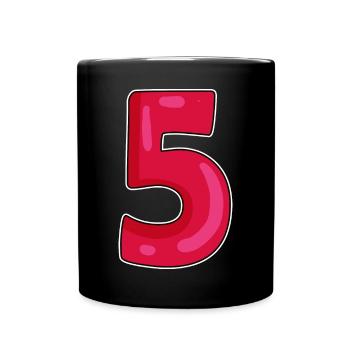 Number 5 - Five - 5 Motif - Number 5 Number - Full Colour Mug - black - Front