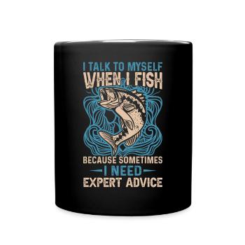 Je me parle à moi-même quand je pêche parce que parfois - Mug uni - noir - Devant