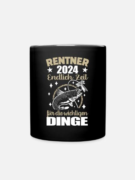 Rentner 2024 Endlich Zeit zum Angeln - Tasse einfarbig - Schwarz