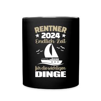 Rentner 2024 Endlich Zeit zum Segeln - Tasse einfarbig - Schwarz - Vorne