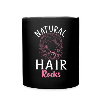 Curly Hair Afro Curls Natural Hair - Full Colour Mug - black - Front