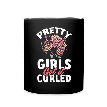 Curly Hair Afro Curls Natural Hair - Full Colour Mug - black - Front