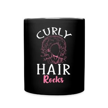 Curly Hair Afro Curls Natural Hair - Full Colour Mug - black - Front
