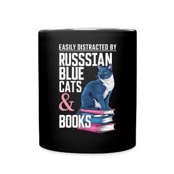 Katze Russisch Blau Geschenk - Tasse einfarbig - Schwarz - Vorne