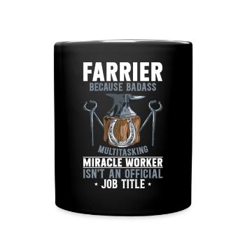 Farrier Horseshoe Horseshoeing - Full Colour Mug - black - Front