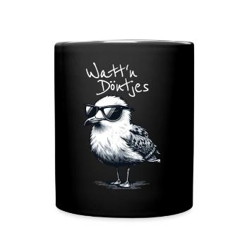 Watt'n Döntjes Coole Möwe Low German Saying - Full Colour Mug - black - Front