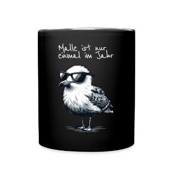 Malle's Only Once a Year Mallorca Seagull Shirt - Full Colour Mug - black - Front