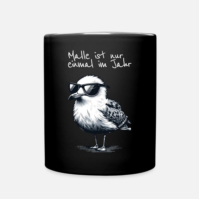 Malle ist nur einmal im Jahr Mallorca Möwe Shirt - Tasse einfarbig - Schwarz
