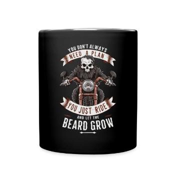 Motorrad Bart Biker Vollbart Bike Rocker - Tasse einfarbig - Schwarz - Vorne