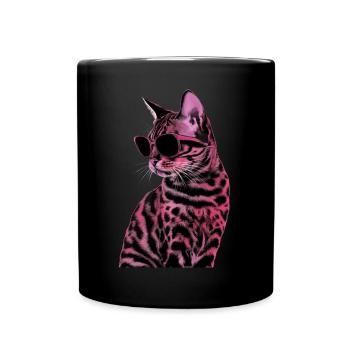 Bengalkatze-Sonnenbrille Geschenk - Tasse einfarbig - Schwarz - Vorne
