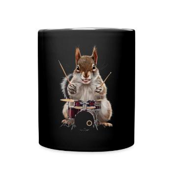 Eichhörnchen Schlagzeug - Tasse einfarbig - Schwarz - Vorne