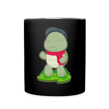 Turtle Winter Scarf - Full Colour Mug - black - Front