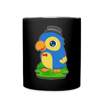 Papagei Gentleman Fliege - Tasse einfarbig - Schwarz - Vorne