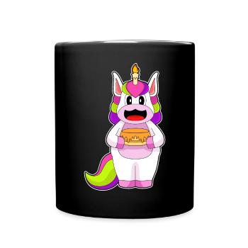 Einhorn Geburtstag Kuchen - Tasse einfarbig - Schwarz - Vorne