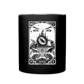 Tarot à un anneau blanc - Mug uni - noir - Devant
