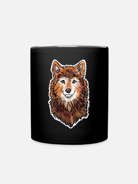 Wolfskopf (Braunes Fell) - Tasse einfarbig - Schwarz
