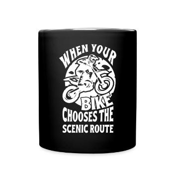 Dirtbike Rider Chooses Scenic Route MX Motocross - Full Colour Mug - black - Front