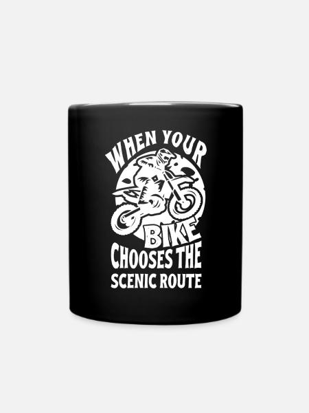 Dirtbike Rider Chooses Scenic Route MX Motocross - Full Colour Mug - black