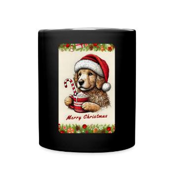 Chiot de Noël au chocolat chaud - Mug uni - noir - Devant