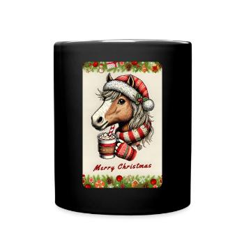 Cheval de Noël au chocolat chaud - Mug uni - noir - Devant