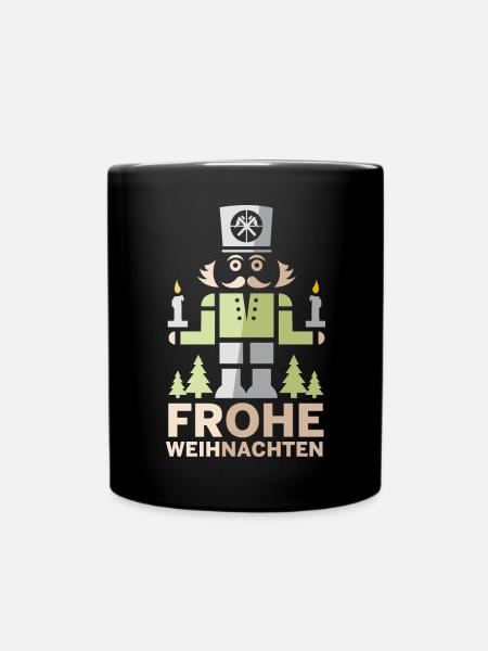 Frohe Weihnachten Erzgebirge Bergmann Nussknacker - Tasse einfarbig - Schwarz