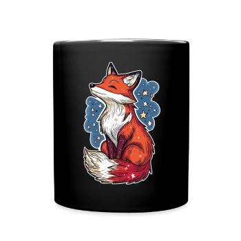 Renard et ciel étoilé - Mug uni - noir - Devant