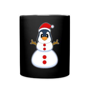 Pingouin Noël bonhomme de neige - Mug uni - noir - Devant