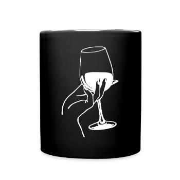 Weißwein-Liebhaber - Tasse einfarbig - Schwarz - Vorne
