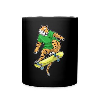 Tiger Skater Skateboard - Full Colour Mug - black - Front