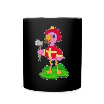 Flamingo Feuerwehrmann Axt Feuerwehr - Tasse einfarbig - Schwarz - Vorne