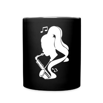 Saxophonist Sketch - Full Colour Mug - black - Front