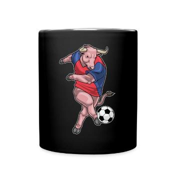 Stier Fußballspieler Fußball - Tasse einfarbig - Schwarz - Vorne