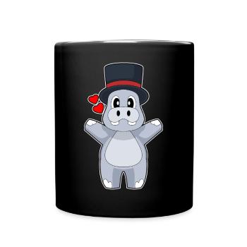 Hippopotamus Groom Top Hat Wedding - Full Colour Mug - black - Front