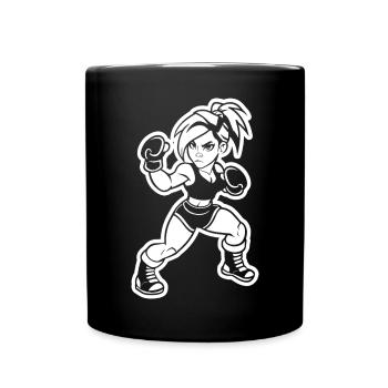Kickboxerin Cartoon Stil - Tasse einfarbig - Schwarz - Vorne