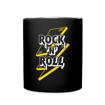 Rock'n'Roll Text Logo mit Blitz - Tasse einfarbig - Schwarz - Vorne