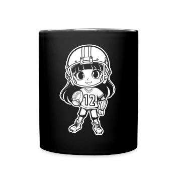 Cartoon American Football Girl - Full Colour Mug - black - Front