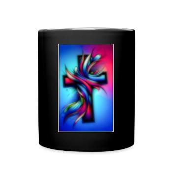 Kreuz bunt - Tasse einfarbig - Schwarz - Vorne